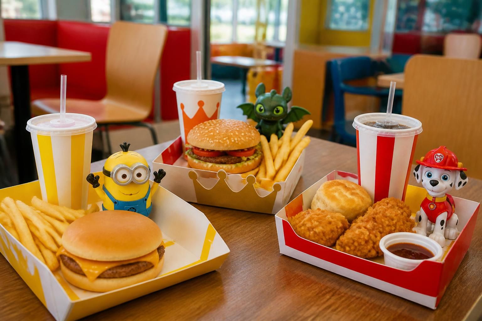 découvrez les menus enfants proposés par les grandes chaînes de fast-food comme burger king, mcdonald's, kfc et d'autres, pour des repas adaptés aux plus jeunes.