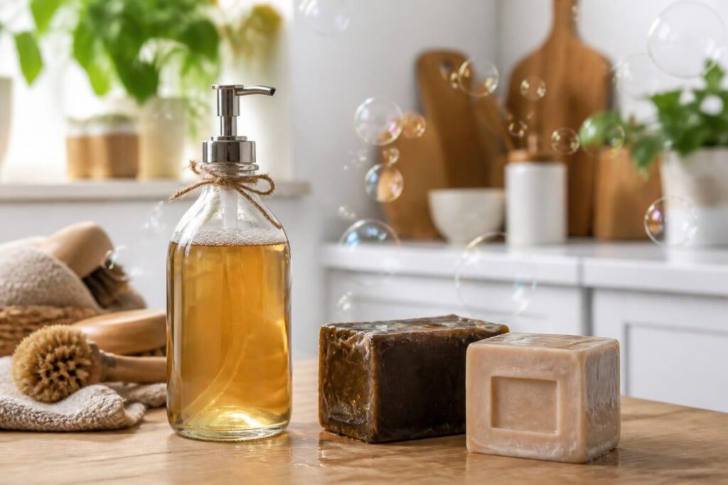 découvrez comment préparer un liquide vaisselle maison facile et efficace à base de savon noir ou de savon de marseille, pour une vaisselle propre naturellement.