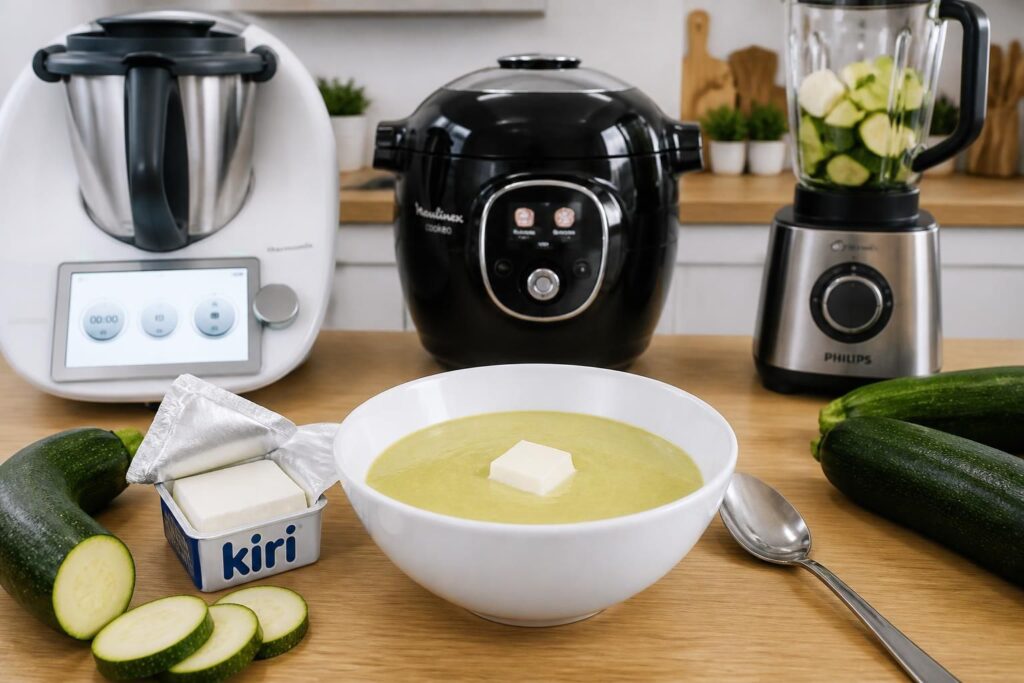 découvrez nos recettes faciles de soupe courgette au kiri, adaptées au thermomix, cookeo et blender pour un délicieux repas maison rapide et savoureux.