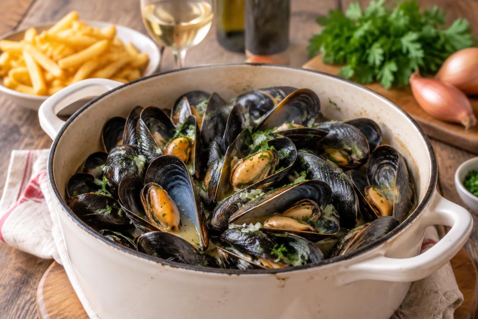 découvrez la recette traditionnelle des moules marinières : ingrédients essentiels, étapes simples et conseils pour une cuisson parfaite.